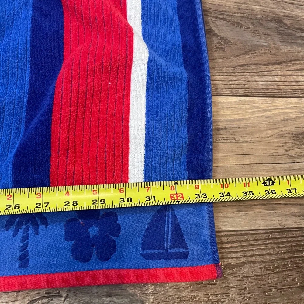 Egyptian Cotton Oversized Beach Towel Blue Red Nautical Sun Sailboat 33x64
